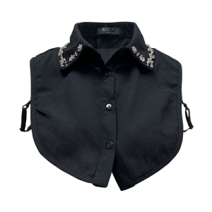 Zwart blouse Kraagje met strass